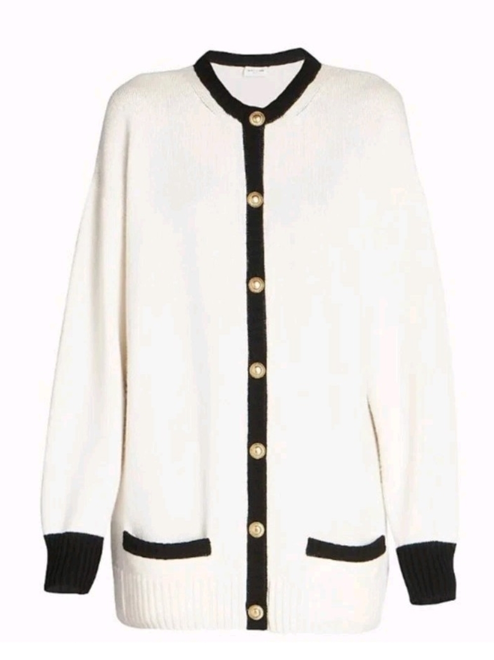 Saint Laurent Lady Cashmere Cardigan Sweater Ivory Women's Size XS